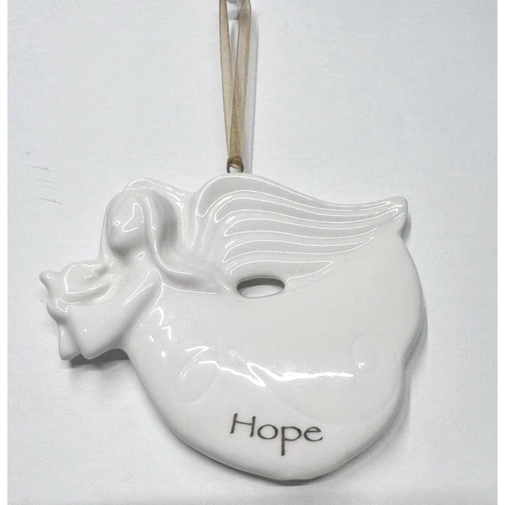 GUND Hope Angel Ornament White Ceramic Porcelain Christmas 3.5" Holiday Decor